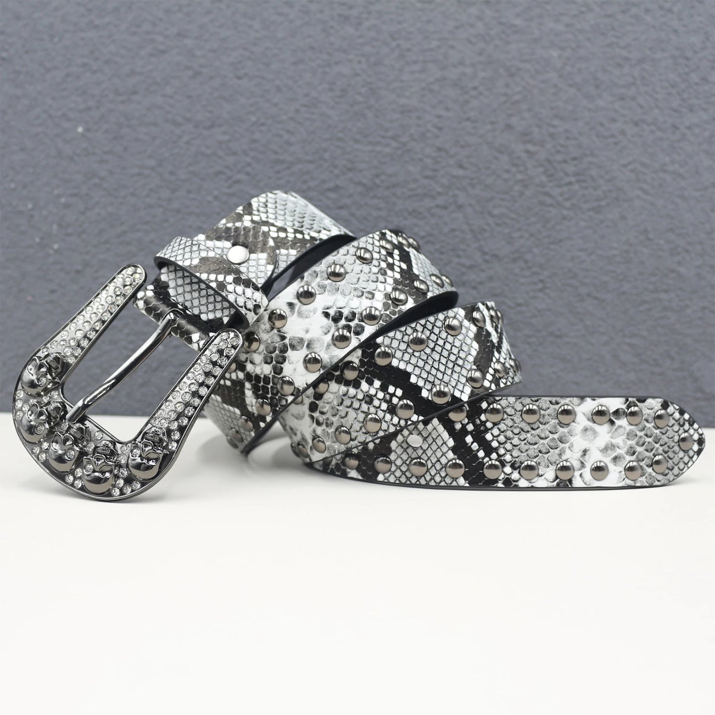 Pyramid Fashion Rivet Belt Snake Cat Paw Skull  Men&Women's Studded Belt Punk Rock With Pin Buckle Drop Shipping Black