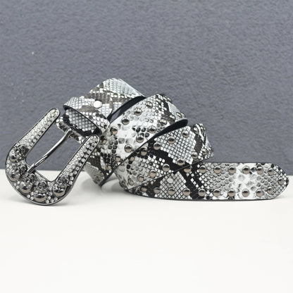 Pyramid Fashion Rivet Belt Snake Cat Paw Skull  Men&Women's Studded Belt Punk Rock With Pin Buckle Drop Shipping Black