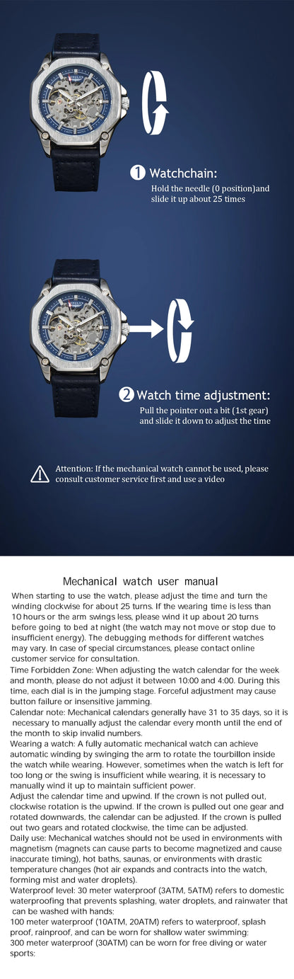 LONGLUX Automatic Watch Sport Style Wholesale Mechanical Wristwatches Fashion Hollow Leather Mens Watch Men Gift