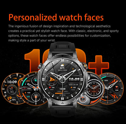 Newly Durable 1400mAh Large Battery Smart Watch Men 1.7" HD Screen IP68K Waterproof LED Flashlight Sports BT Call Smart Bracelet