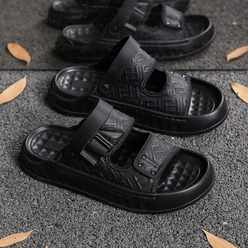 Men's casual slip on sandals summer soft-sole breathable lightweight outdoor walking shoes fashion sports Dual-purpose slippers