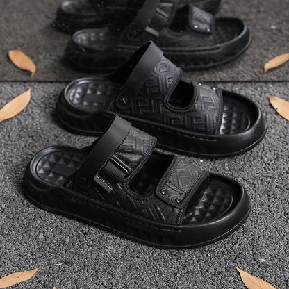 Men's casual slip on sandals summer soft-sole breathable lightweight outdoor walking shoes fashion sports Dual-purpose slippers