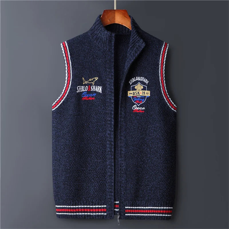 Cardigan Knitted Vest jacket Sweater Men Korea Clothing Casual Sleeveless Jackets Male Pullover Kint Wear Outwear Autumn