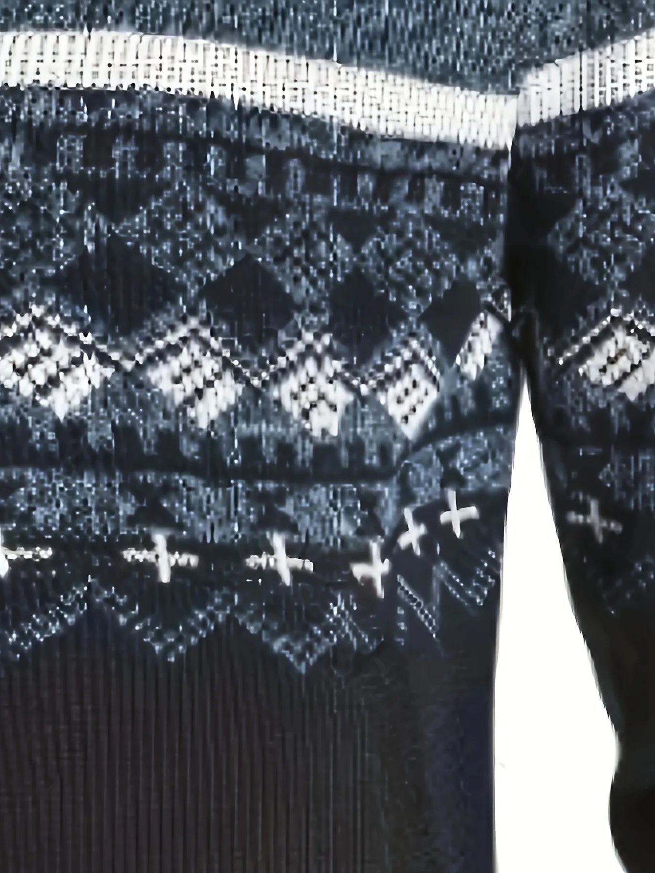 Men's Zip Up Fair Isle Cardigan Sweater Warm Knit Jacquard Stand Collar Casual Winter Pullover with Thermal Lining