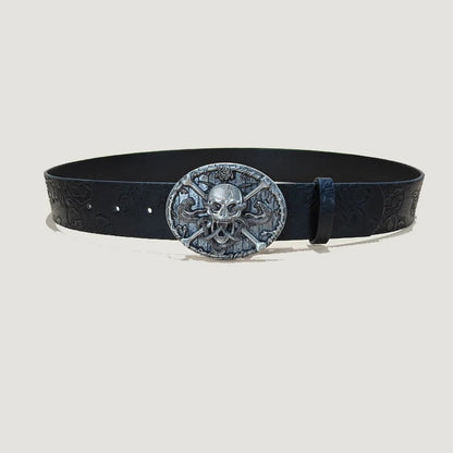 Punk Skull Plus size Leather Belt For women and men Harajuku Gothic Y2K Embossed Skeleton Hand Decoration Halloween Accessories