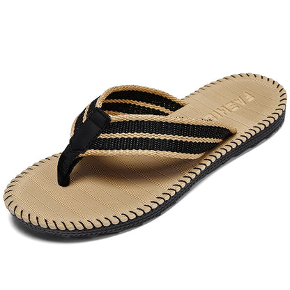 Men's flip flops summer new lightweight rubber woven slippers fashion casual outdoor sandals breathable anti slip beach shoes
