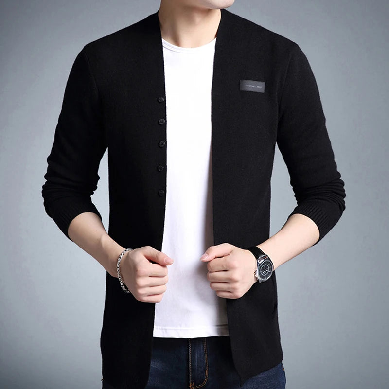 Men Spring Autumn Fashion Thin Sweater Coats Men Slim Fit V-Neck Cardigan Clothing Male Casual Knitted Jackets