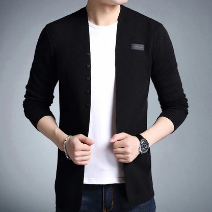 Men Spring Autumn Fashion Thin Sweater Coats Men Slim Fit V-Neck Cardigan Clothing Male Casual Knitted Jackets