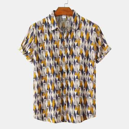 Hawaiian Summer Men's Casual Shirt Social Beach Style Short Sleeve Large Flower Print Chinese Resort Retro Loose Shirt