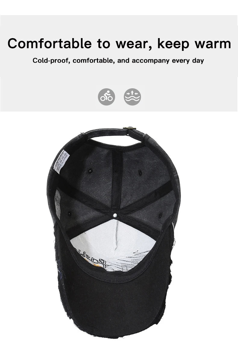 Four Seasons New Baseball Cap Retro Distressed Casual Outdoor Sports Hat Spring And Autumn Sunhat Letter Embroidery Cap Men