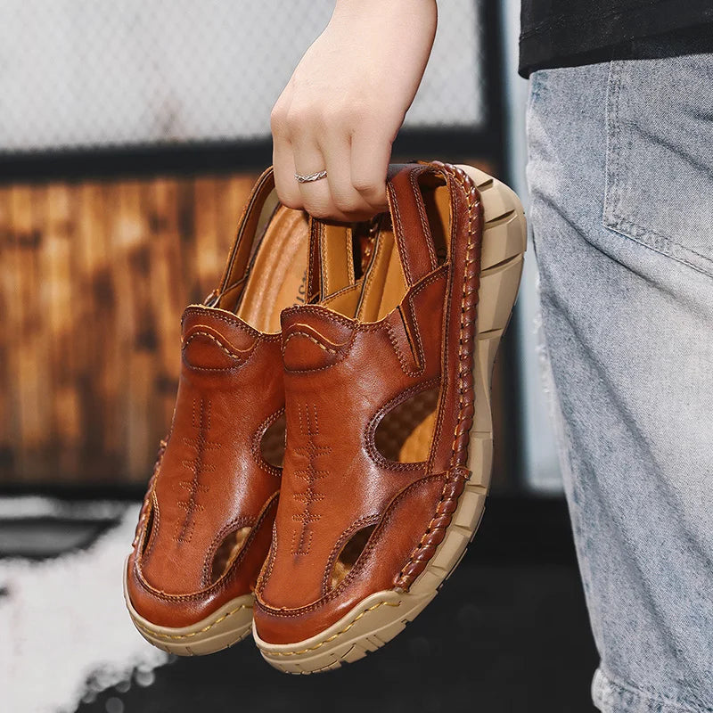 Hot-selling Summer Men's Sandals New Leather Roman Sandals Slippers Outdoor Beach Shoes Male Flip Flops Water Trekking Sandals