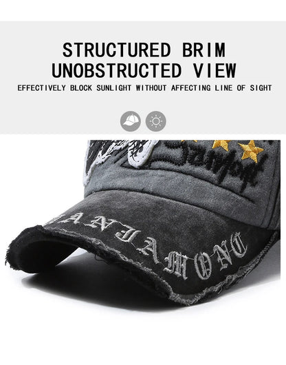 Four Seasons New Baseball Cap Retro Distressed Casual Outdoor Sports Hat Spring And Autumn Sunhat Letter Embroidery Cap Men