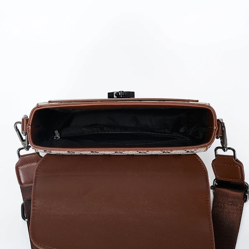 High-End Casual Shoulder Bag for Commuting Business Waterproof Daily Sling Bag Fashionable Jacquard Pattern Men's Crossbody Bag