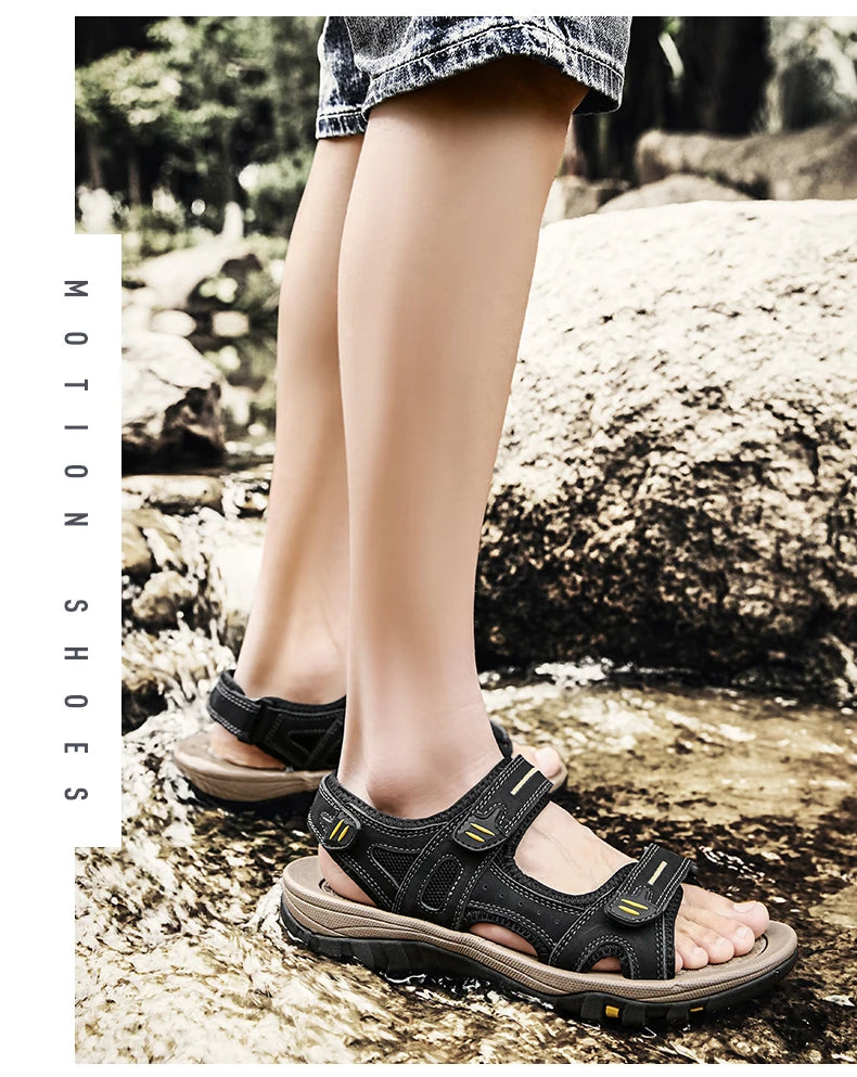 Genuine Leather Men Sandals Summer New Large Size Men Sandals Outdoor Men's Casual Shoes Fashion Sandals Slippers Big Size 38-48