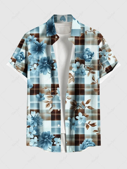 Summer Plus Size Men's Shirt 3D Print Hawaiian Shirts Button Up Beach Vacation Shirts Short Sleeve Shirts Casual Shirts for Men
