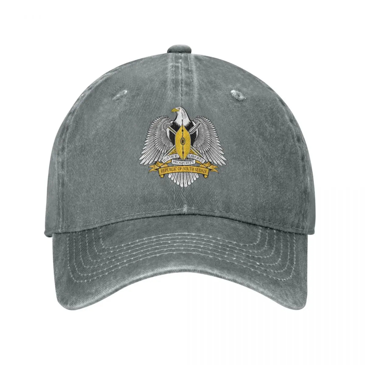Men Baseball Cap South Sudan Emblem Charcoal Washed Denim Classic Vintage Cotton Dad Trucker Hat Unisex Adult