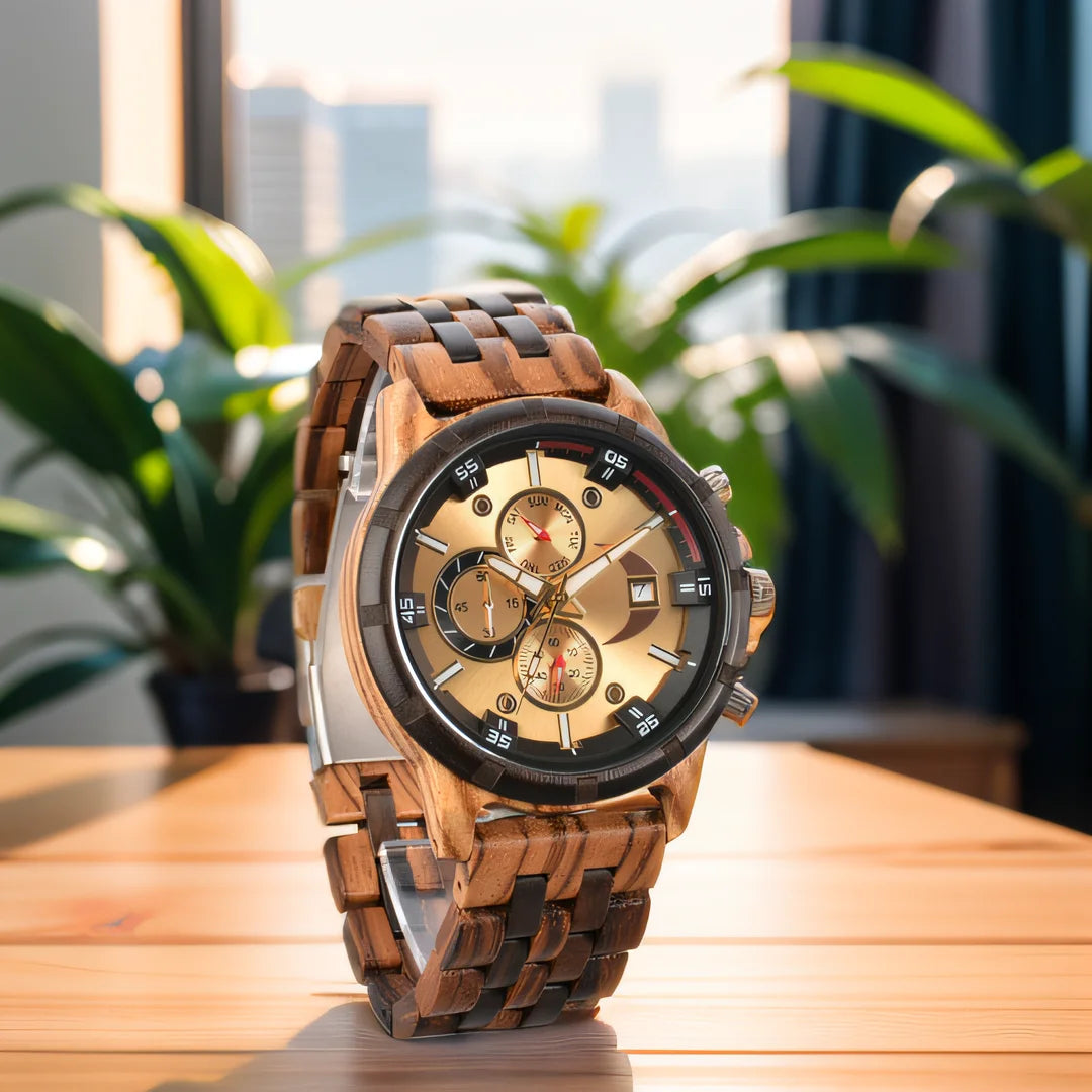 Man's Watches Wooden Watch Strap Hand Watch Quartz Wrist Watch for Men Chronograph  Luxury Brand montre homme Gift Drop Shipping