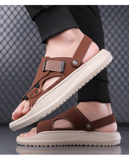 Men's Summer Outdoor Driving Sandals Comfortable Breathable Anti-slip Thick Bottom Two-Way Beach Slippers-WC20253