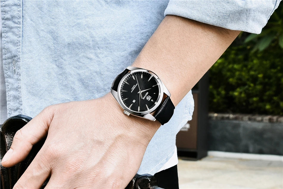 Benyar 5163 Top Brand Luxury Military Wristwatches Leather Quartz Watches Waterproof Simple Watch for Men Reloj Hombre