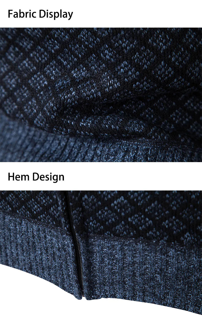 Men's Knitted Cardigan Coat Korean Slim Fit Trendy Sweater Autumn Winter Zip Up Mens Fleece Lined Top Clothing