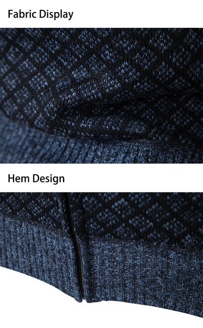 Men's Knitted Cardigan Coat Korean Slim Fit Trendy Sweater Autumn Winter Zip Up Mens Fleece Lined Top Clothing