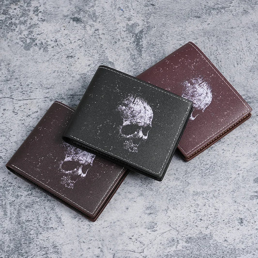 Cross-border special wallet bat skull short wallet retro skull printed men's and women's coin purse