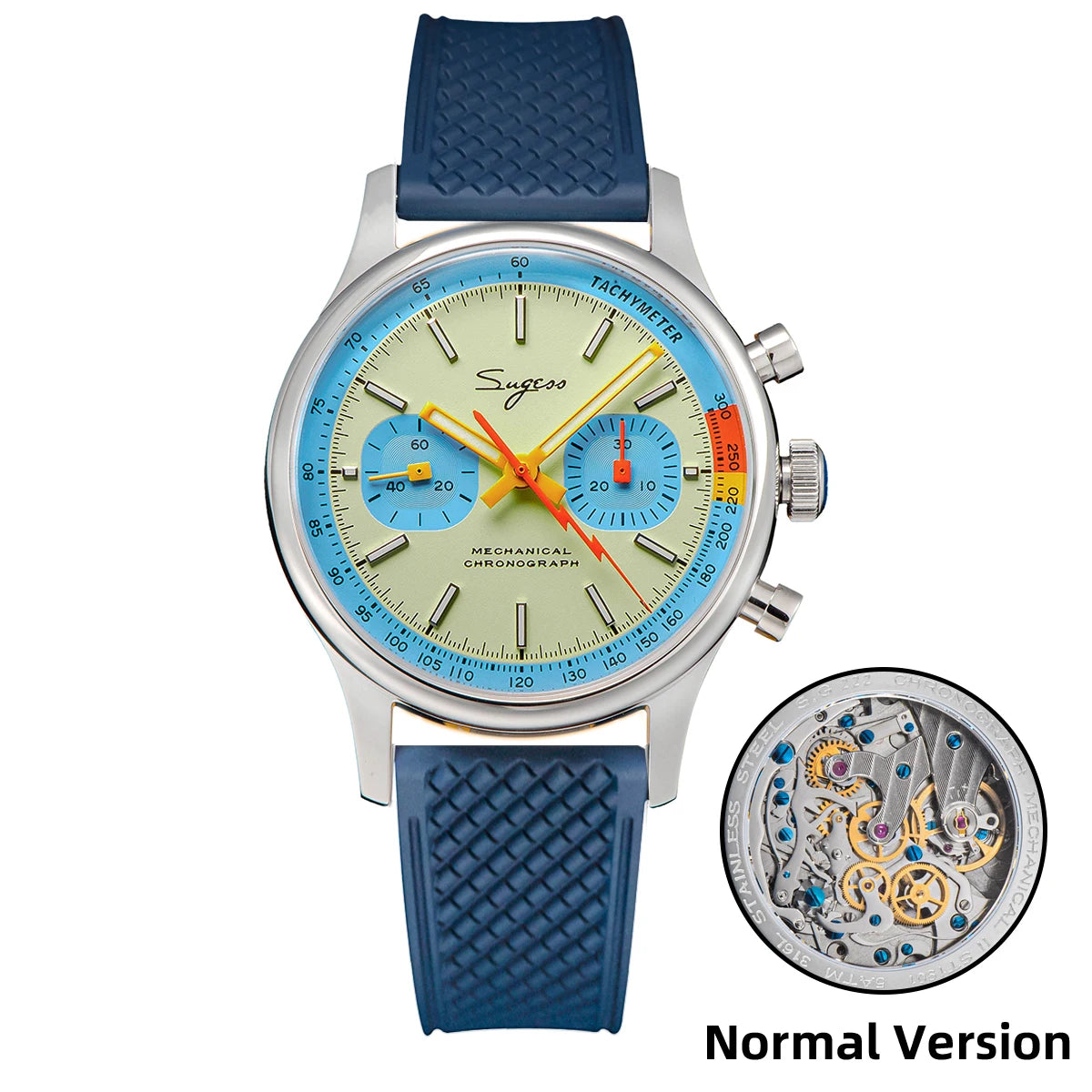 Sugess Watch of Men Chronograph Mechanical Wristwatches with Seagull ST19 Swanneck Movement Pilot Sapphire Crystal Racing V2 New
