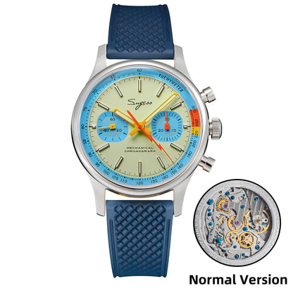 Sugess Watch of Men Chronograph Mechanical Wristwatches with Seagull ST19 Swanneck Movement Pilot Sapphire Crystal Racing V2 New
