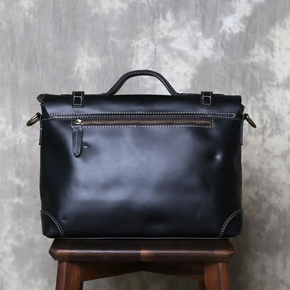 Retro Crazy Horse Leather Commuter Handbag Top Layer Cowhide Old Postman Bag British Style Leather Diagonal Shoulder Bag Male