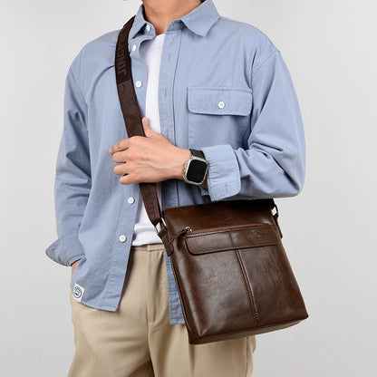 Men's Business Casual Backpack, Single-Shoulder Crossbody Pu Leather Briefcase, Multi-Compartment Large Capacity