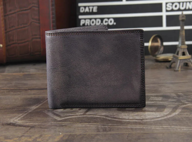 Fashion Vintage Genuine leather Wallet Men short Bifold Money Clips Leather male wallet Purse Coin Bag money Holder WC-007