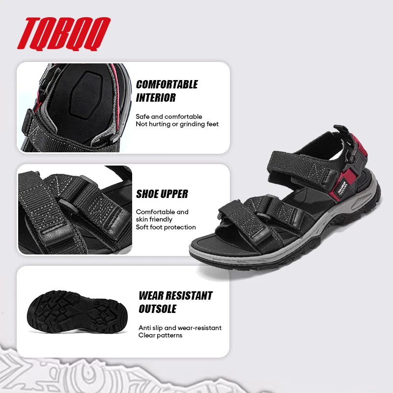 Men's Outdoor Sandals with Velcro Strap Male Summer Fashion Antiskid Sport Sandals Beach Casual Sandals for Men