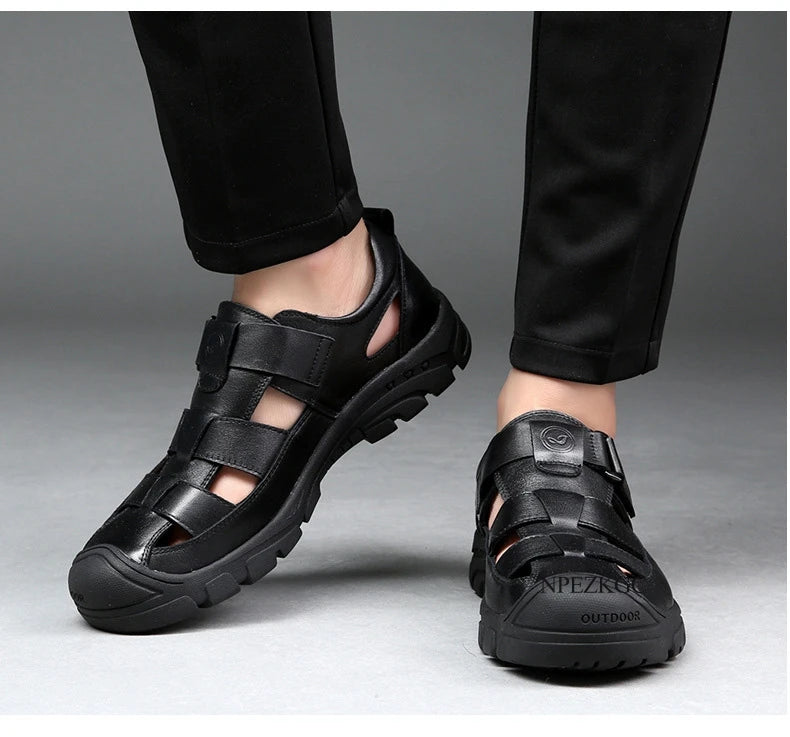 Classic High Quality Cow Leather Sandals Summer Outdoor Handmade Men Sandals Fashion Comfortable Men Beach Leather Shoes