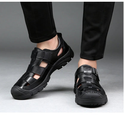 Classic High Quality Cow Leather Sandals Summer Outdoor Handmade Men Sandals Fashion Comfortable Men Beach Leather Shoes
