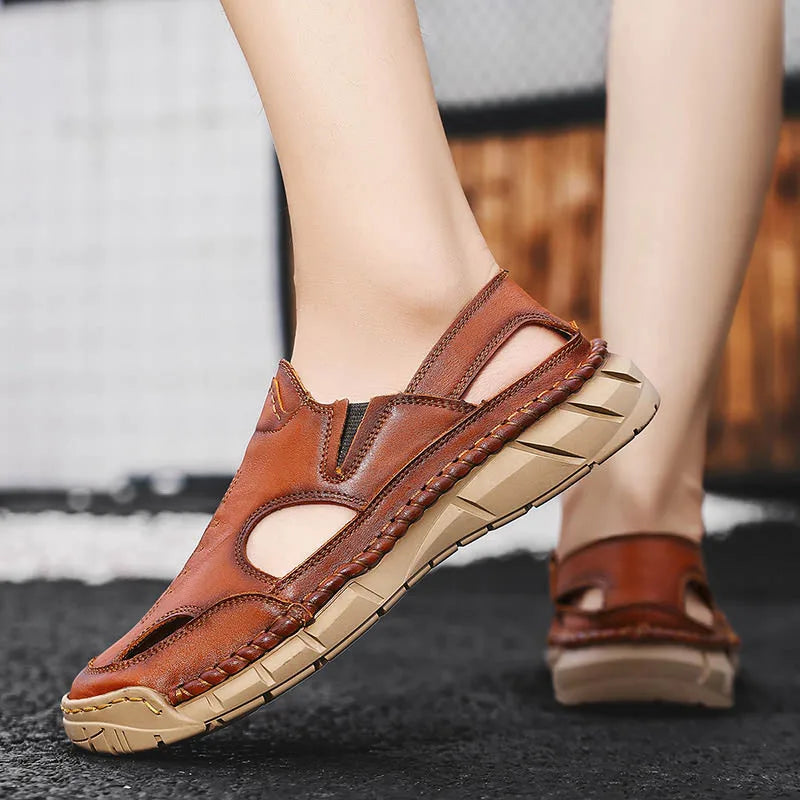 Hot-selling Summer Men's Sandals New Leather Roman Sandals Slippers Outdoor Beach Shoes Male Flip Flops Water Trekking Sandals