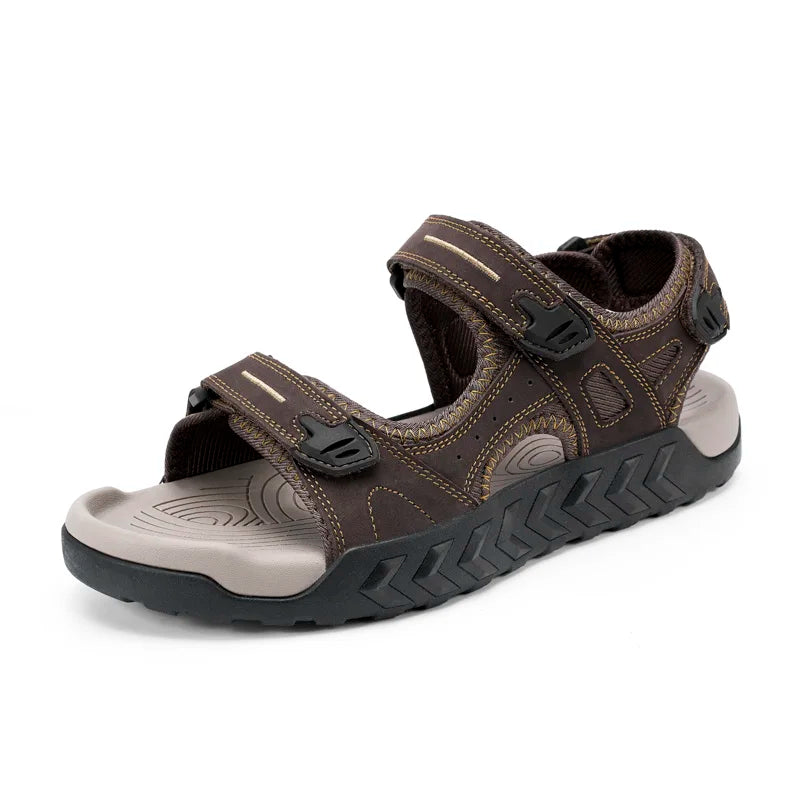 New Genuine Leather Outdoor Walking Men Sandals Summer Non-slip Soft Sneakers Lightweight Beach Sandals Casual Classic Man Shoes