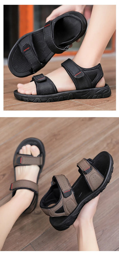 Brand Classic Mens Sandals Summer Genuine Leather Sandals Men Outdoor Casual Lightweight Sandal Fashion Men Sneakers Size 39-47