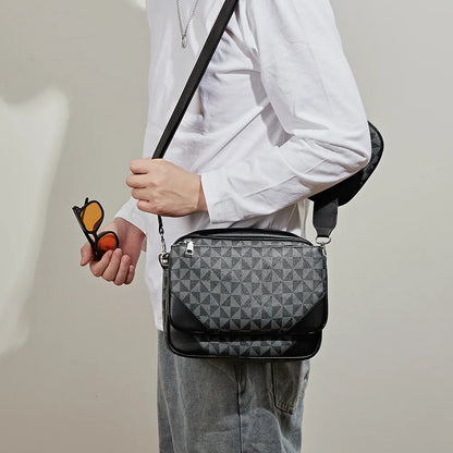 Fashion Crossbody Bag Men Three in One Design Men's Crossbody Bags Diamond Lattice Print Shoulder Messenger Bag Male Hanabag