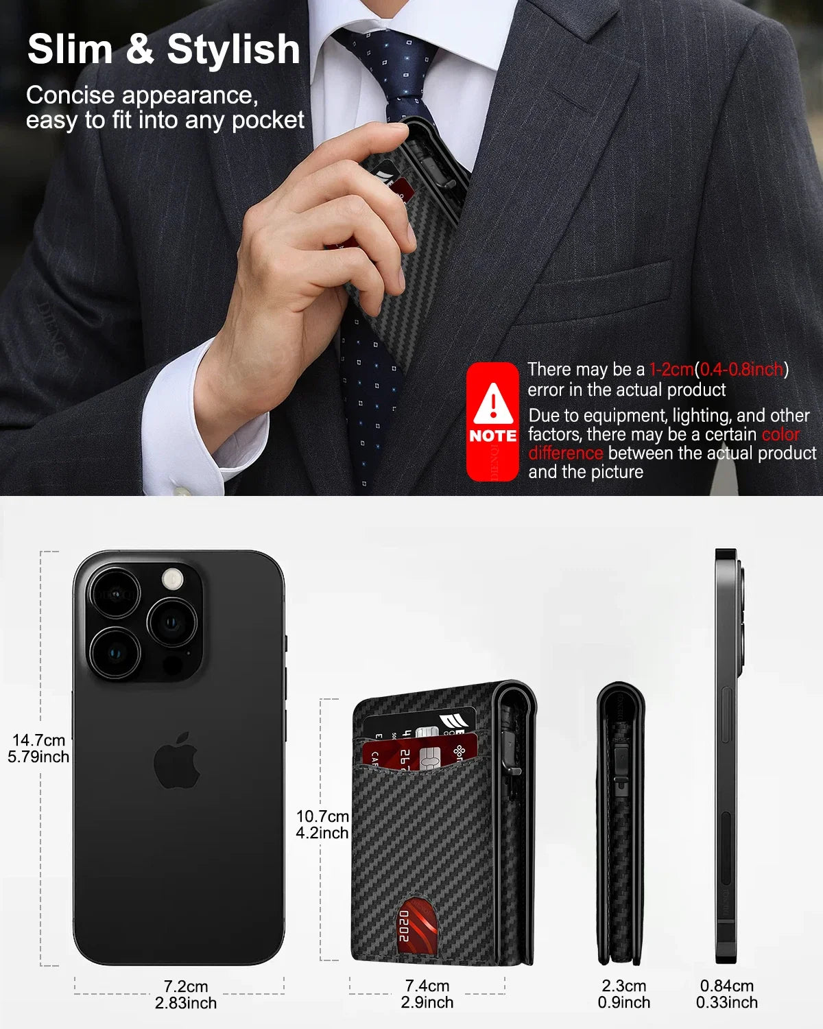 DIENQI Rfid High Quality Business Credit Card Holder Men Wallet Carbon Fiber Travel Pocket Wallet Money Bag Purse Gift for Men