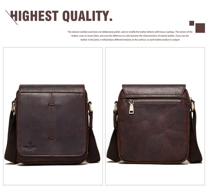 Fashion Crazy Horse Leather Men's Messenger Bag Flap Large Capacity Crossbody Bag Top Quality Shoulder Bag Sling Bag Tote