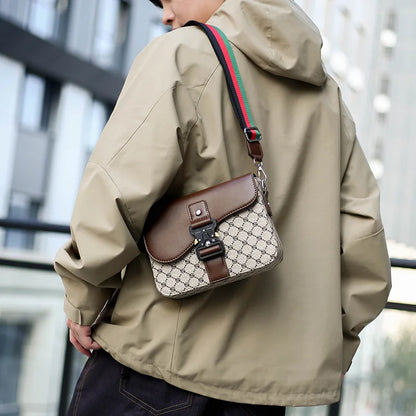 Luxury Plaid Crossbody Bags Men Fashion Buckle Flap Men's Crossbody Bag Casual Shoulder Bag Male Waterproof Business Sling Bags