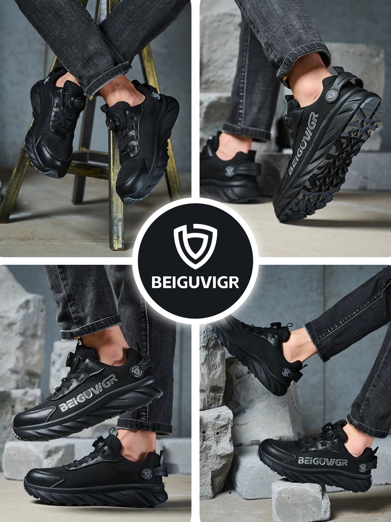 Rubber-Padded Anti-Slip, Impact-Resistant, Puncture-Resistant Safety Shoes