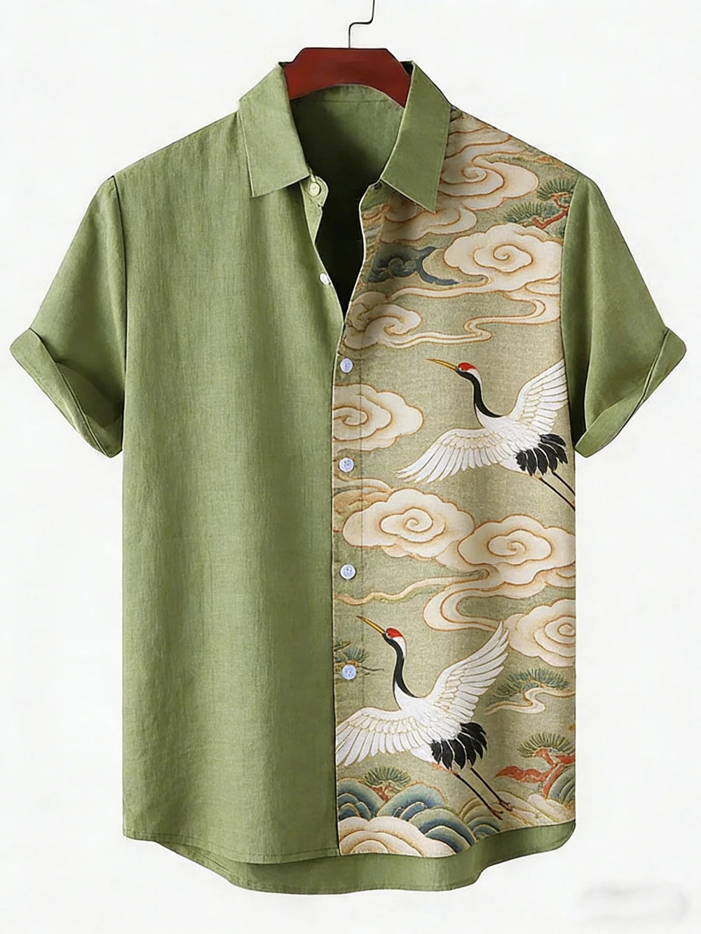 2026 Daily Men's Casual Short Sleeved Shirt with Natural Ethnic Pattern Printed Shirt Hawaii Beach Vacation Clothing