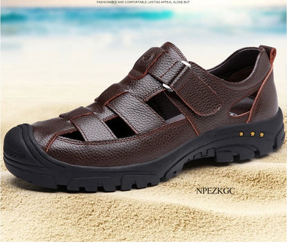 Classic High Quality Cow Leather Sandals Summer Outdoor Handmade Men Sandals Fashion Comfortable Men Beach Leather Shoes