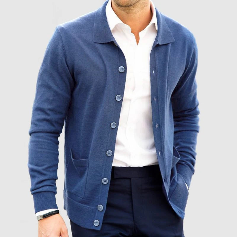 Spring Autumn Mens Casual Sweatercoats Stylish Solid Color Button-up Lapel Knit Cardigan Tops Men Fashion Slim Knitted Jackets