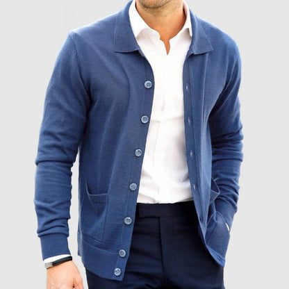 Spring Autumn Mens Casual Sweatercoats Stylish Solid Color Button-up Lapel Knit Cardigan Tops Men Fashion Slim Knitted Jackets