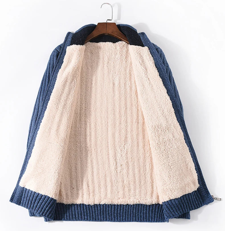 Plus Size M-6XL 7XL Winter Sweater Male Lamb Cashmere Knitted Black Cotton Polyester Thicken Warm Cardigan Men 2021 Clothing