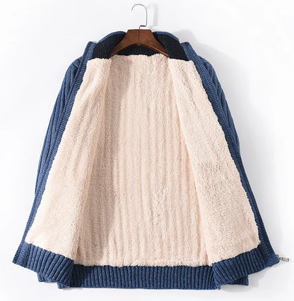 Plus Size M-6XL 7XL Winter Sweater Male Lamb Cashmere Knitted Black Cotton Polyester Thicken Warm Cardigan Men 2021 Clothing