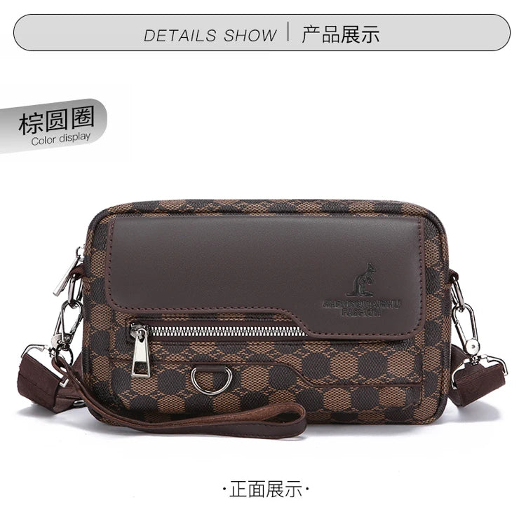 Business Men's Clutch Bags High Quality PU Leather Man's Small Shoulder Bag Multi-Functional Men Handbag Bag With Waist Strap