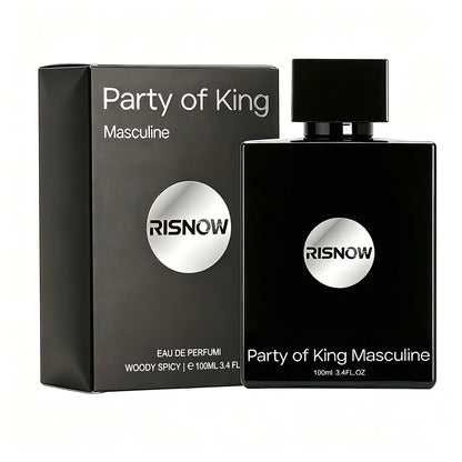 RISNOW Spicy Woody Fragrance 3.4 oz 100ml for Men - Party of King Masculine with Bergamot Pineapple Birch Patchouli Long-Lasting Luxury Arabian Men's Perfume
